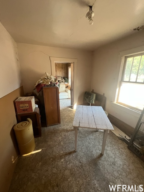 Dining area with carpet