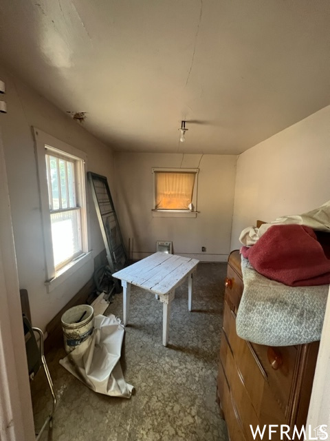 Interior space with carpet floors
