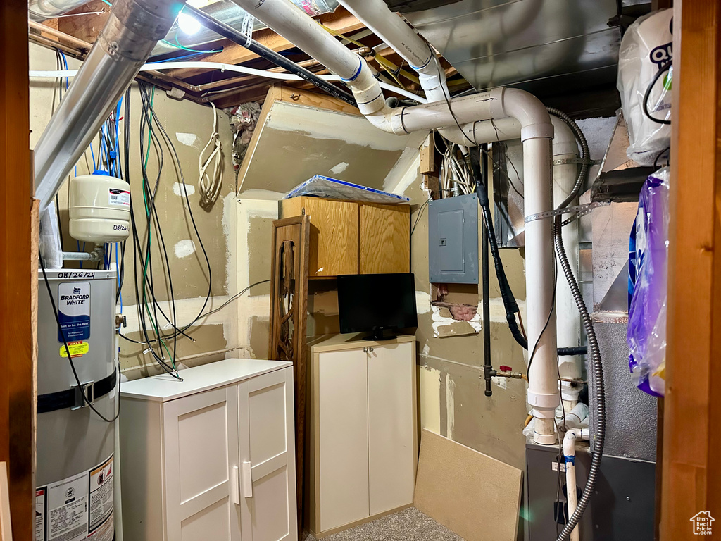 Utilities featuring secured water heater and electric panel