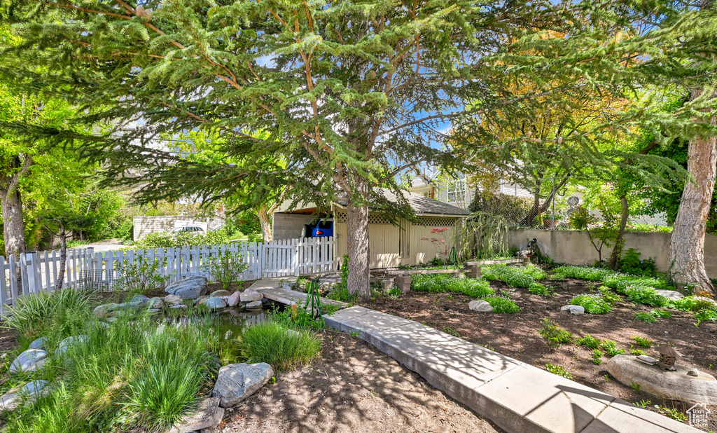 View of yard featuring a fenced front yard