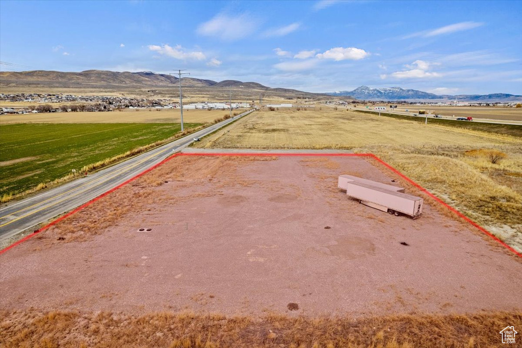 Drone / aerial view featuring a rural view and a mountain view