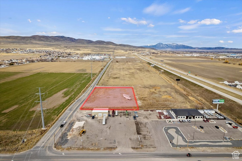 Drone / aerial view with a mountain view