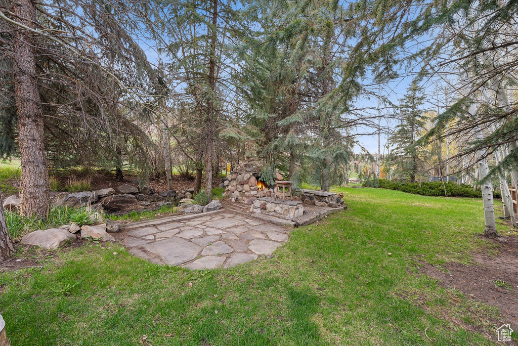 View of yard with a patio