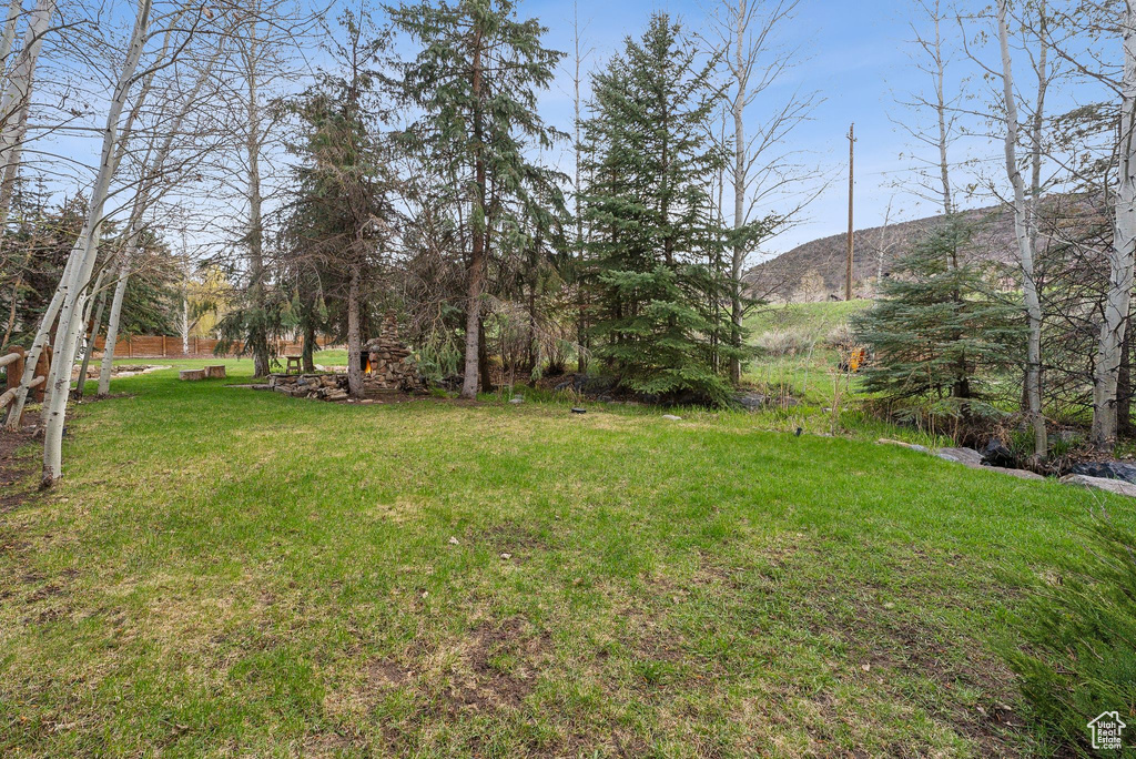 View of yard with a mountain view