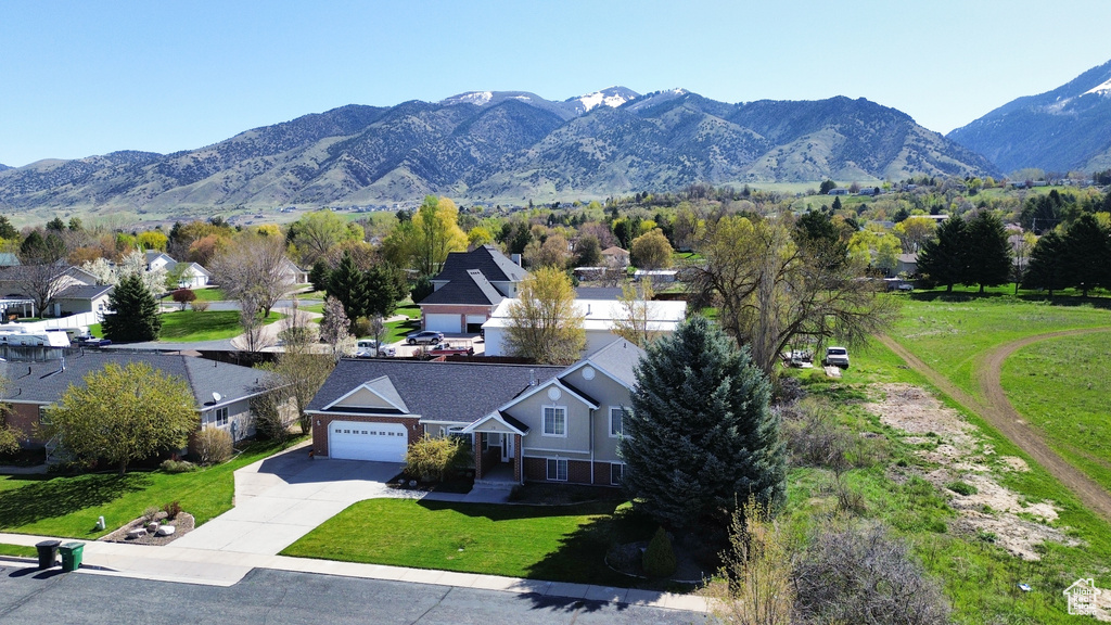 Bird's eye view featuring a residential view and a mountain view