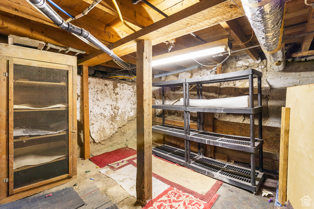 View of unfinished basement