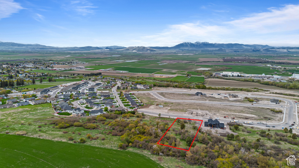 Aerial view featuring a mountain view