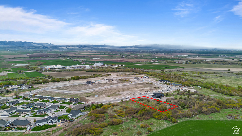 Drone / aerial view with a mountain view