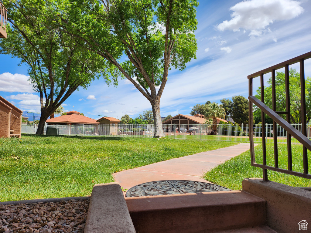 View of yard with fence
