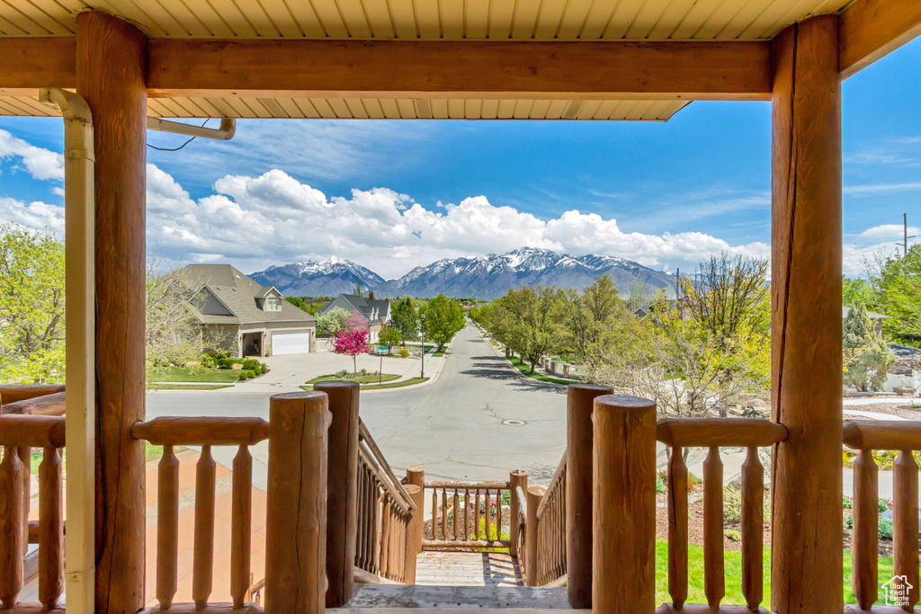 Exterior space with a mountain view
