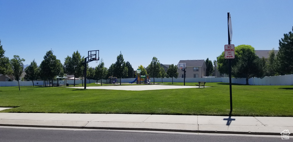 View of basketball court with community basketball court