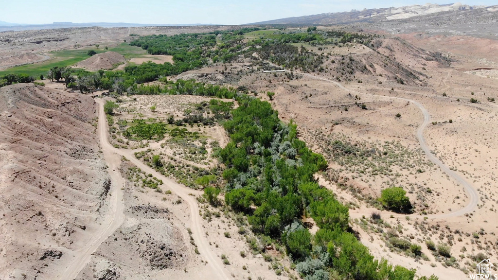 Aerial view with a rural view, a mountain view, and a desert view
