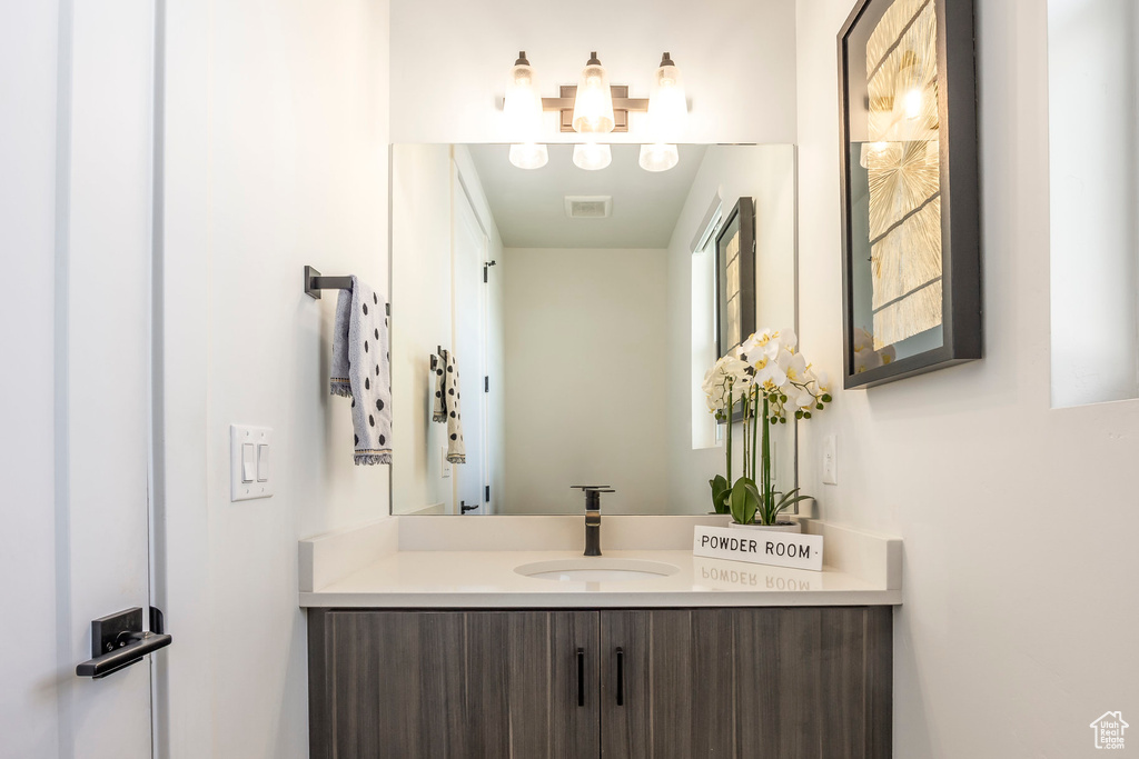 Bathroom with visible vents and vanity