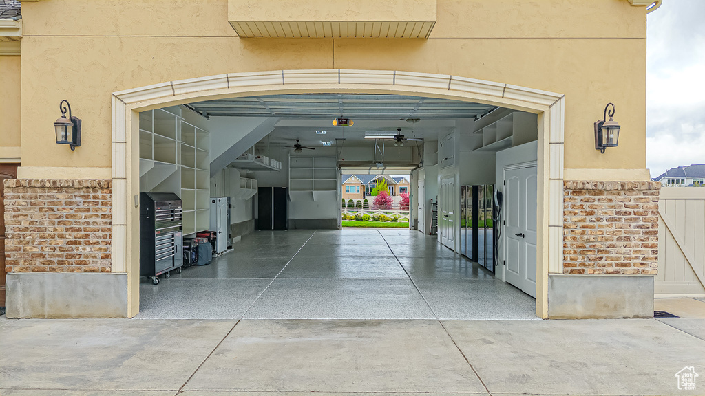 Garage featuring a garage door opener