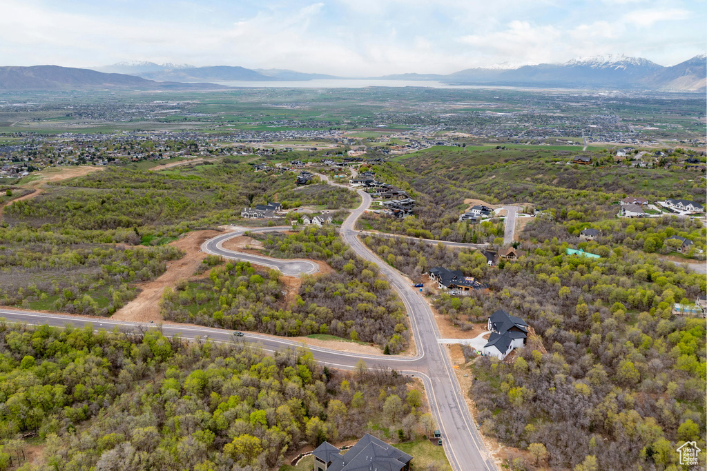 Aerial view featuring a mountain view