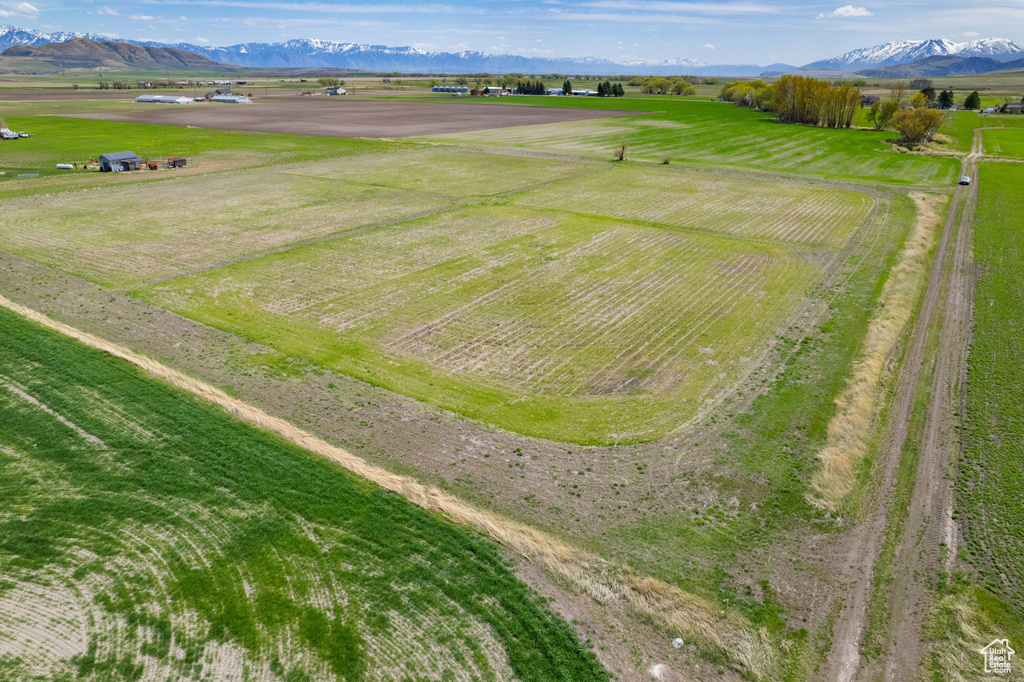 Aerial view featuring a mountain view and a rural view