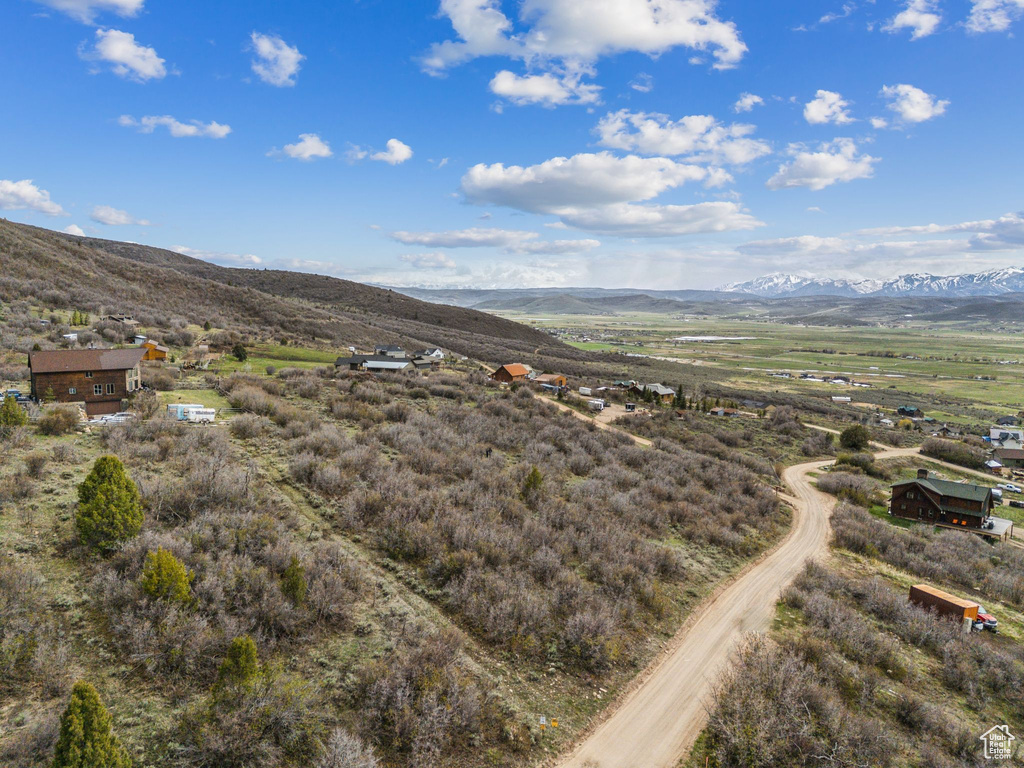 Aerial view featuring a mountain view