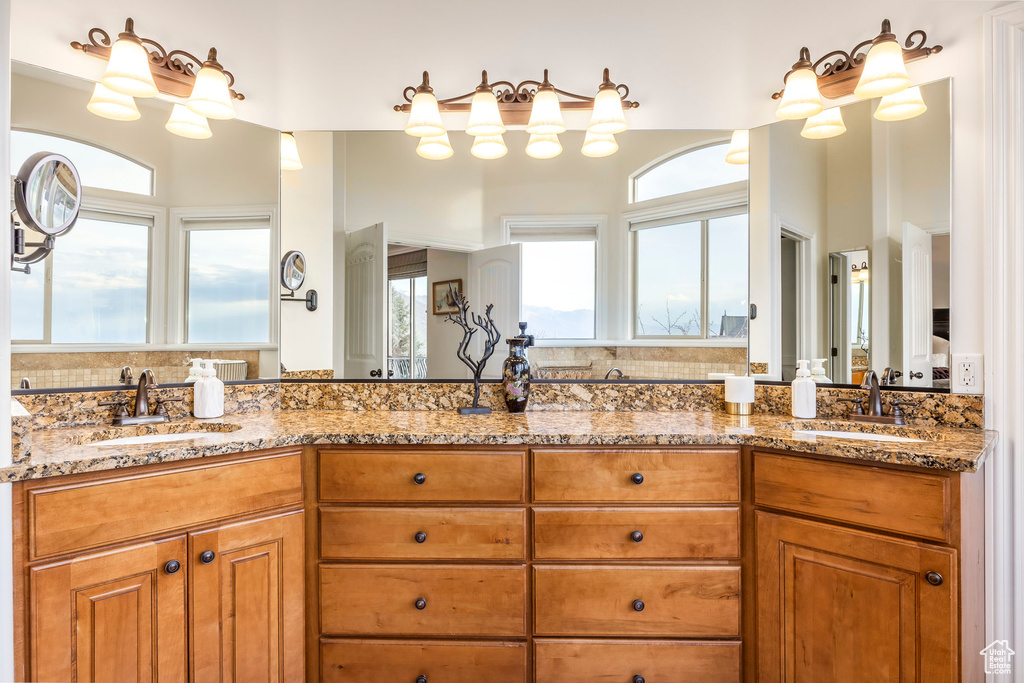 Bathroom with a sink and double vanity
