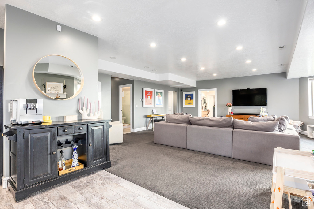 Living area with recessed lighting