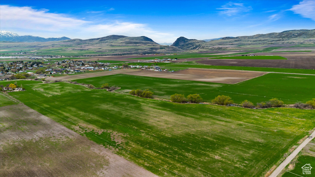 Aerial view featuring a mountain view