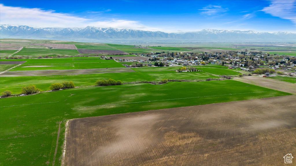Aerial view featuring a mountain view