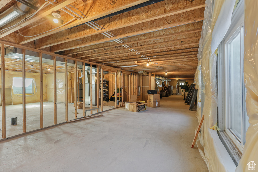 Basement featuring a healthy amount of sunlight