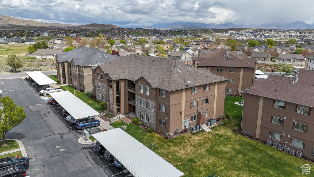 Aerial view with a mountain view and a residential view
