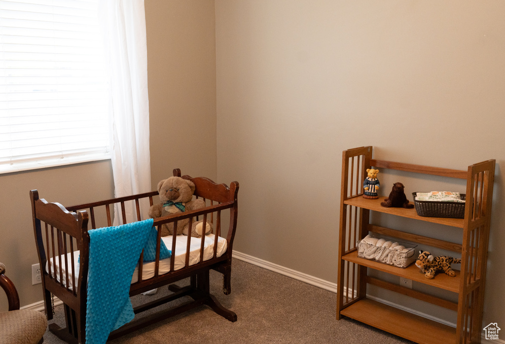 Bedroom with baseboards and carpet flooring