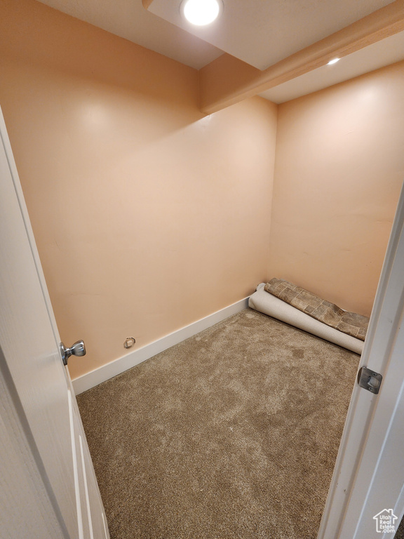 Interior space featuring baseboards and carpet