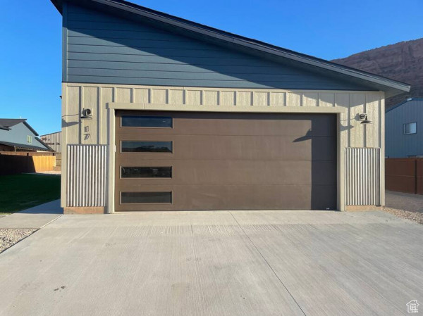 Garage with fence