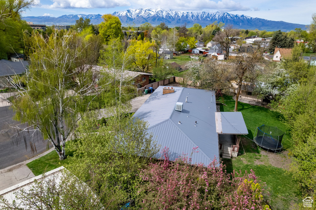 Aerial view featuring a mountain view