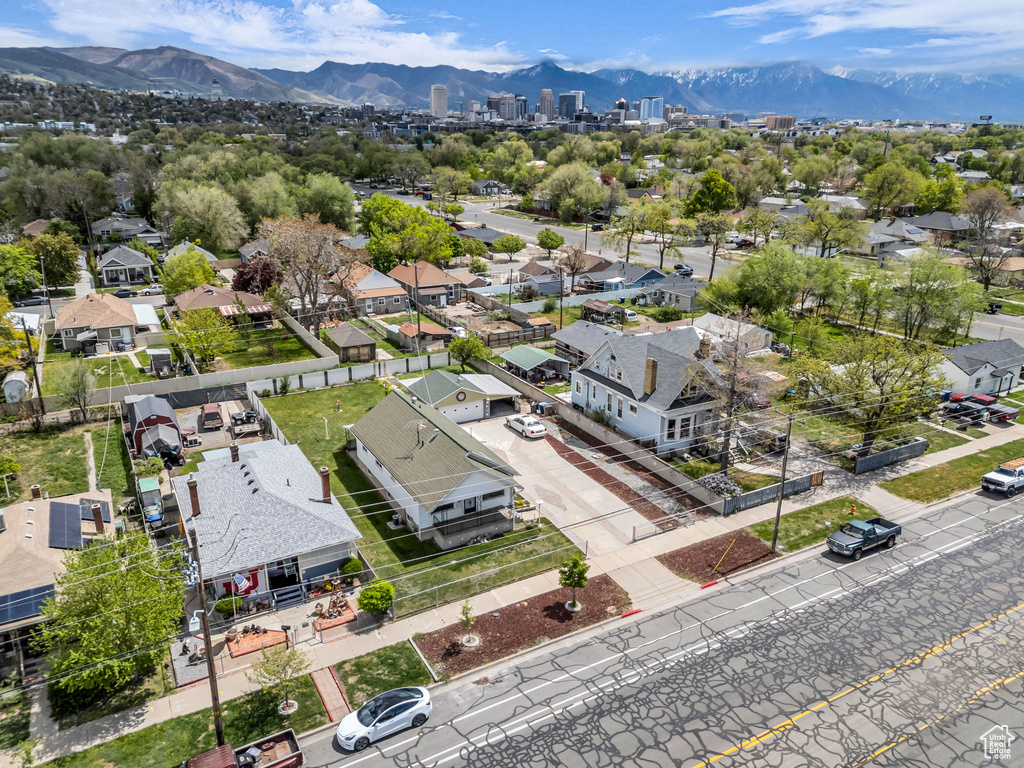 Aerial view with a mountain view and a residential view