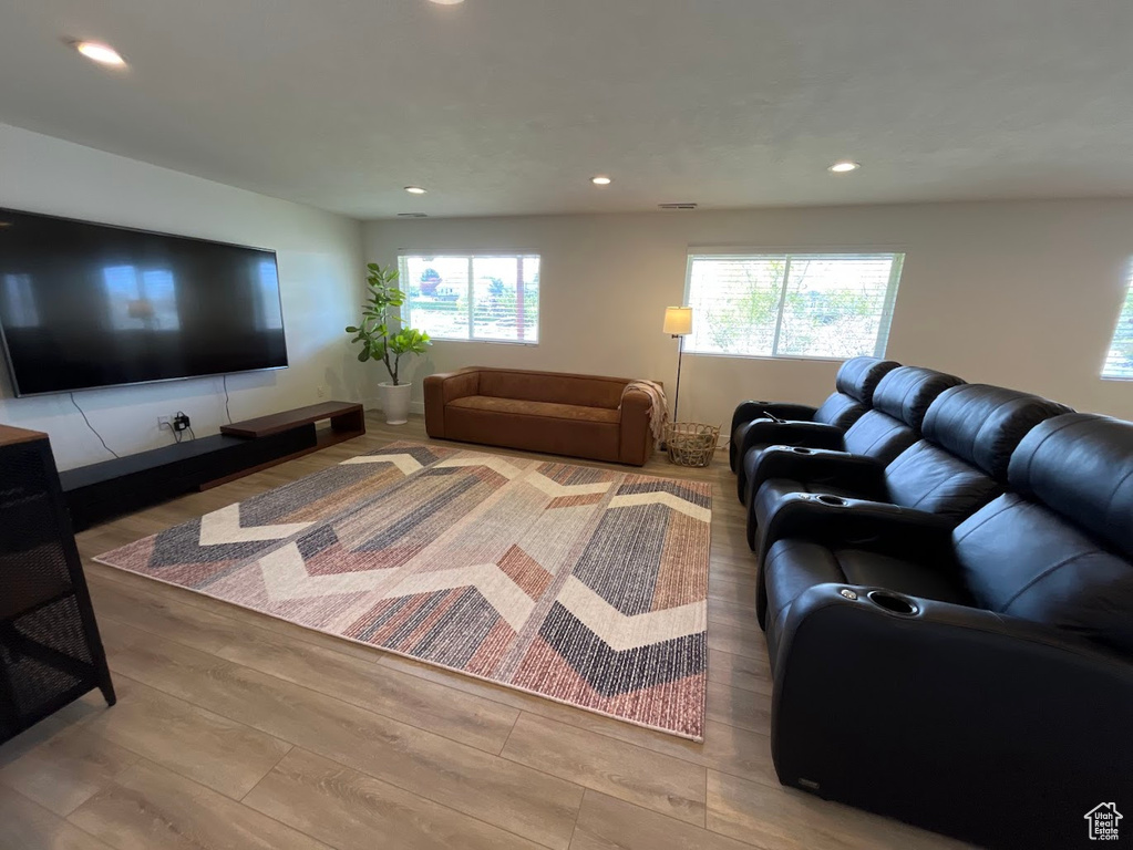 Living room featuring recessed lighting and wood finished floors