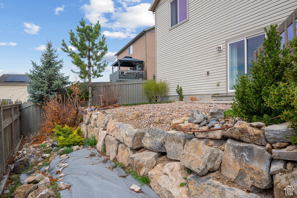 View of yard featuring a fenced backyard