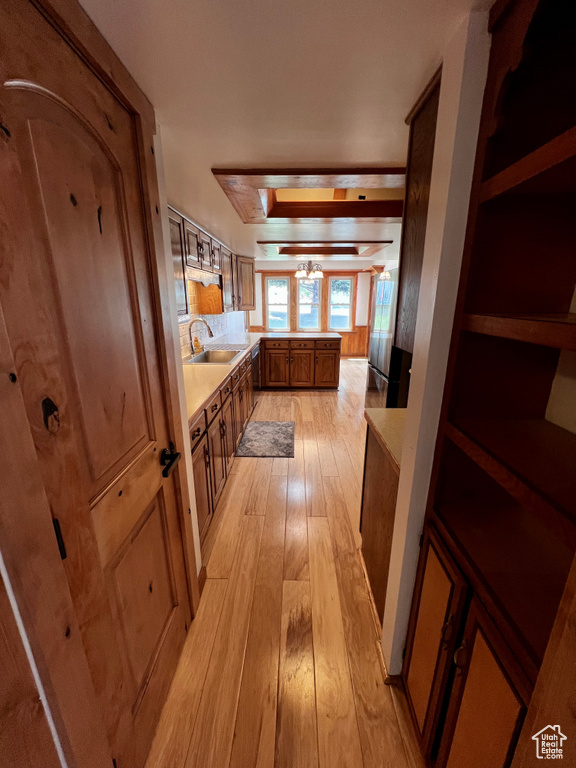 Bathroom with wood-type flooring and a sink