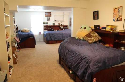 Bedroom with carpet