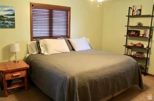 Bedroom with baseboards and carpet flooring