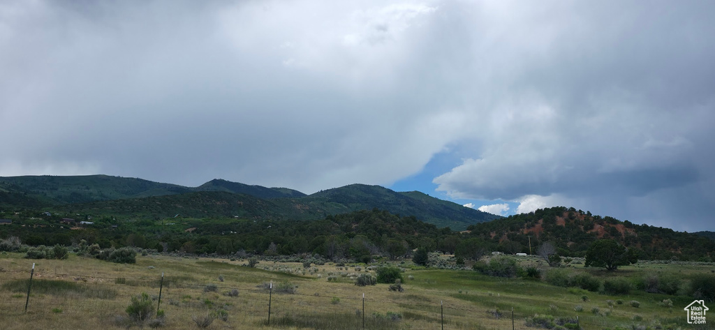 View of mountain background with rural landscape