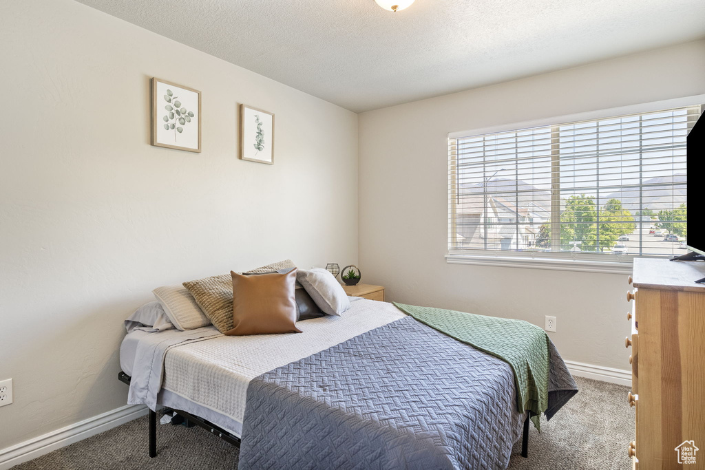 Carpeted bedroom featuring baseboards