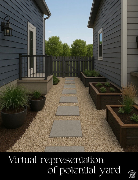View of yard featuring a garden