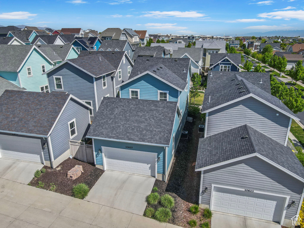 Aerial perspective of suburban area