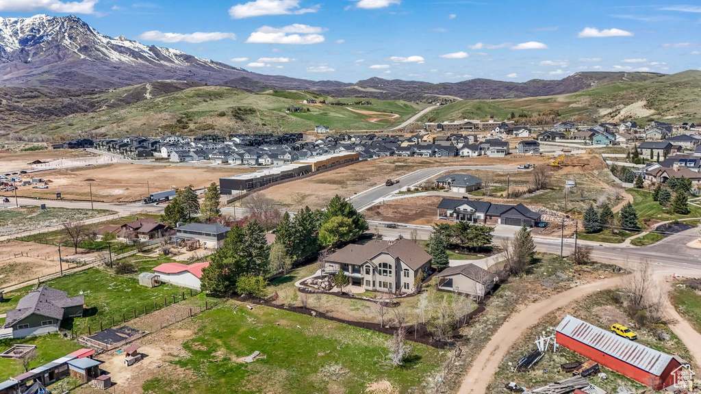 View of property location featuring mountains and nearby suburban area