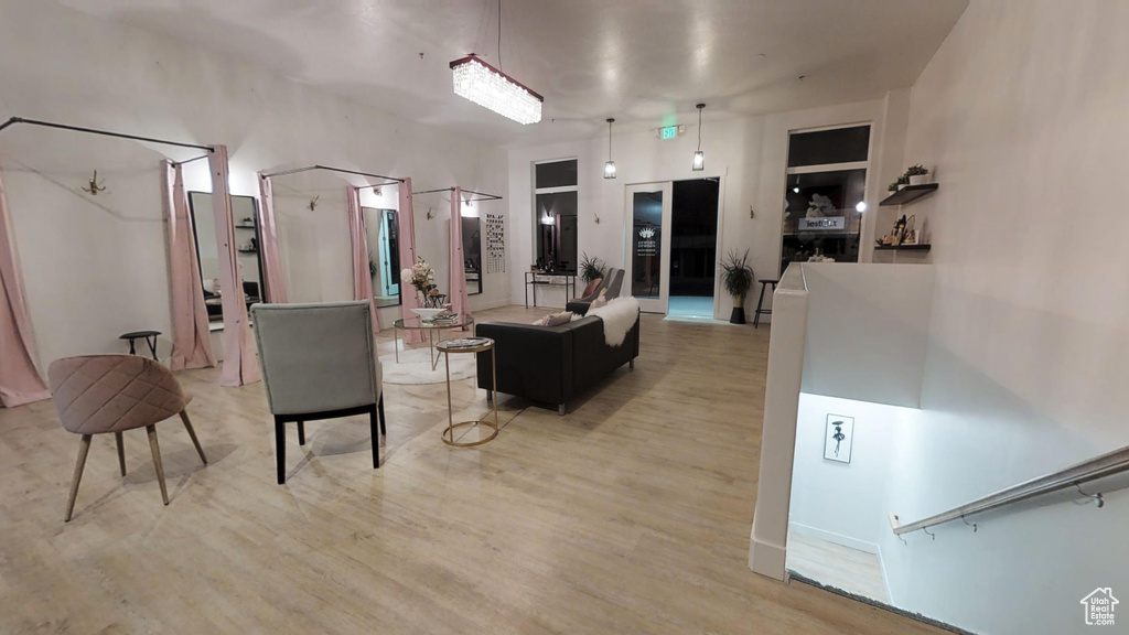 Living room featuring light wood-style floors