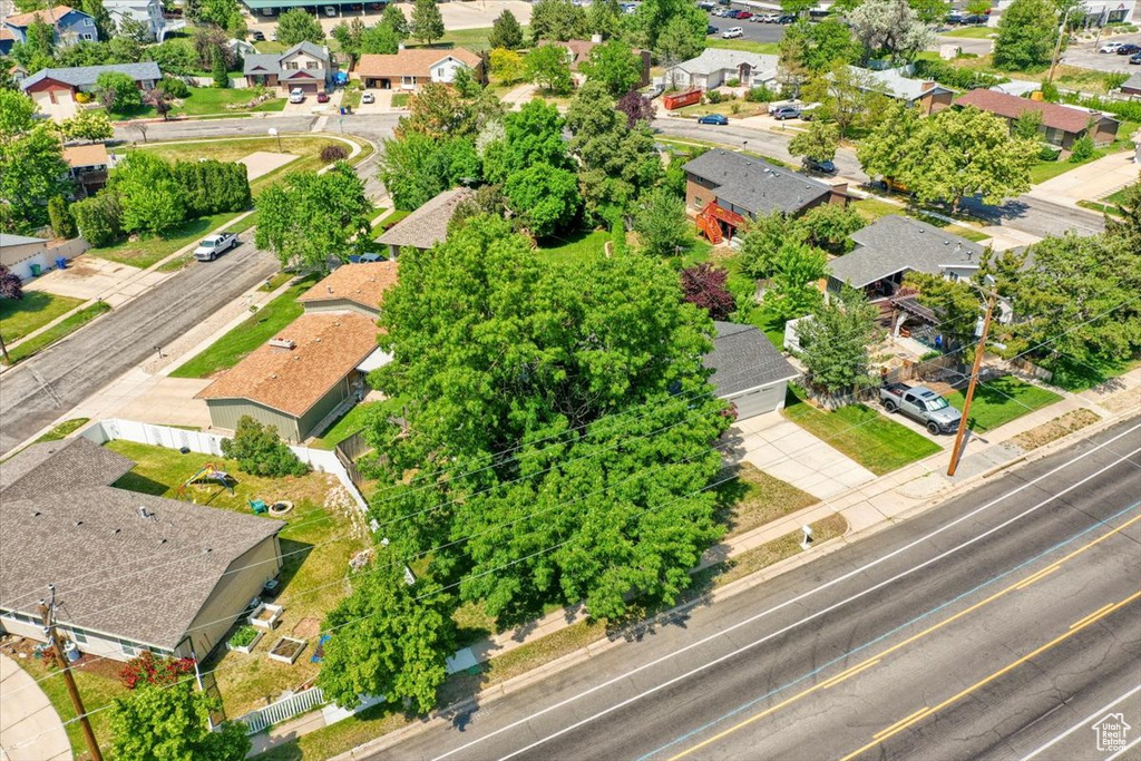Aerial perspective of suburban area