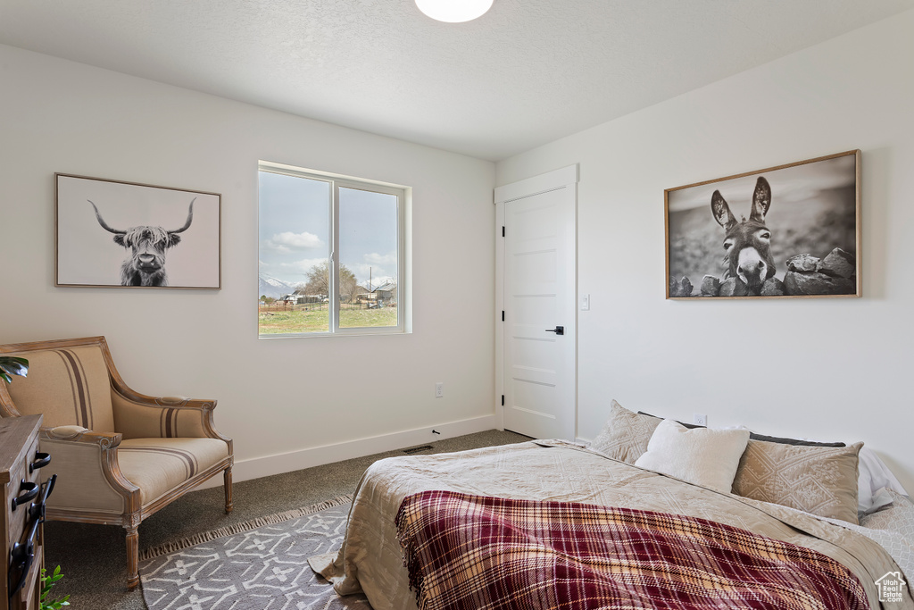 Bedroom with carpet floors and baseboards