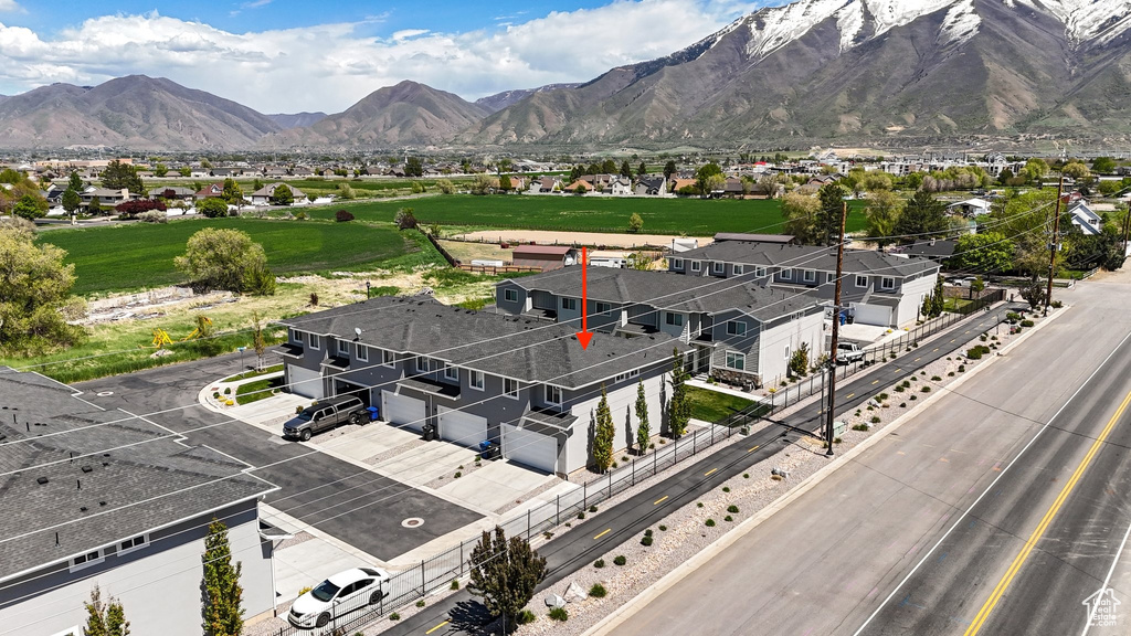 Birds eye view of property featuring a residential view and a mountain view