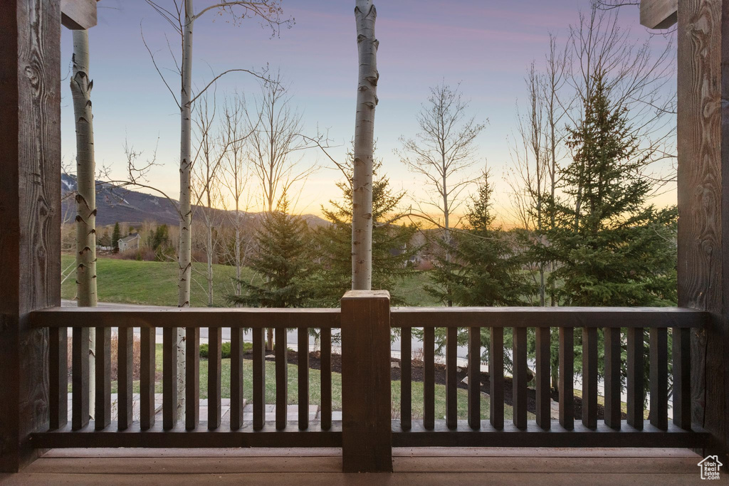 View of deck at dusk