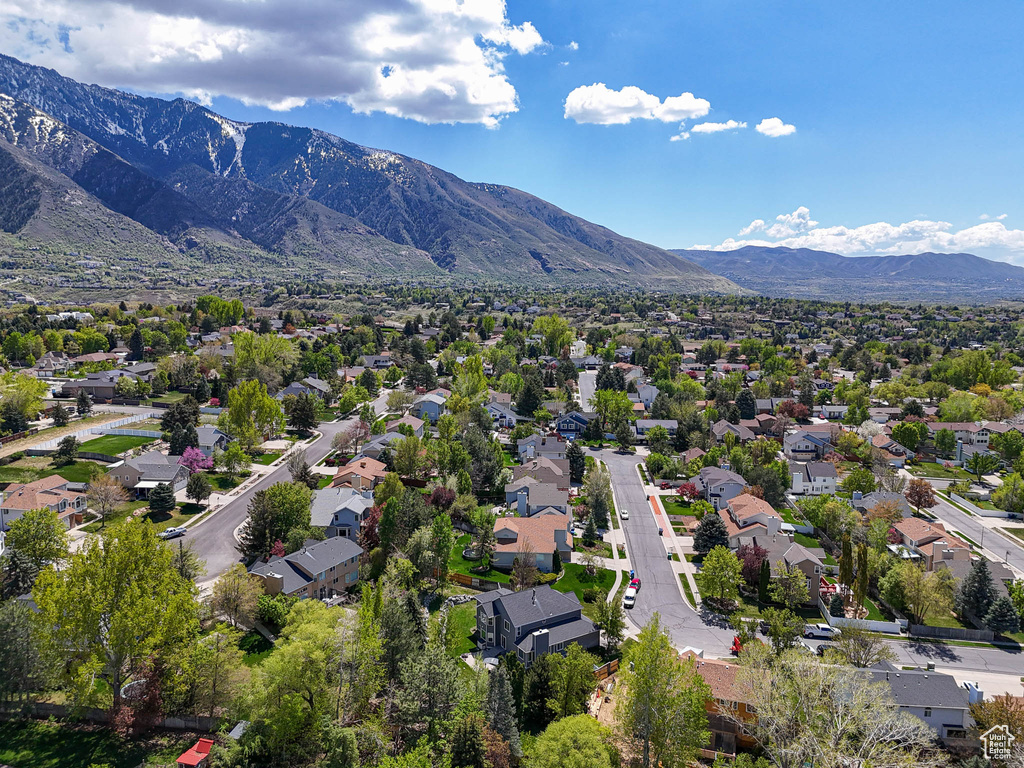 Bird\'s eye view featuring a residential view and a mountain view