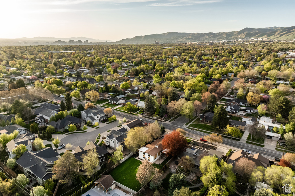 Bird's eye view with a residential view and a mountain view