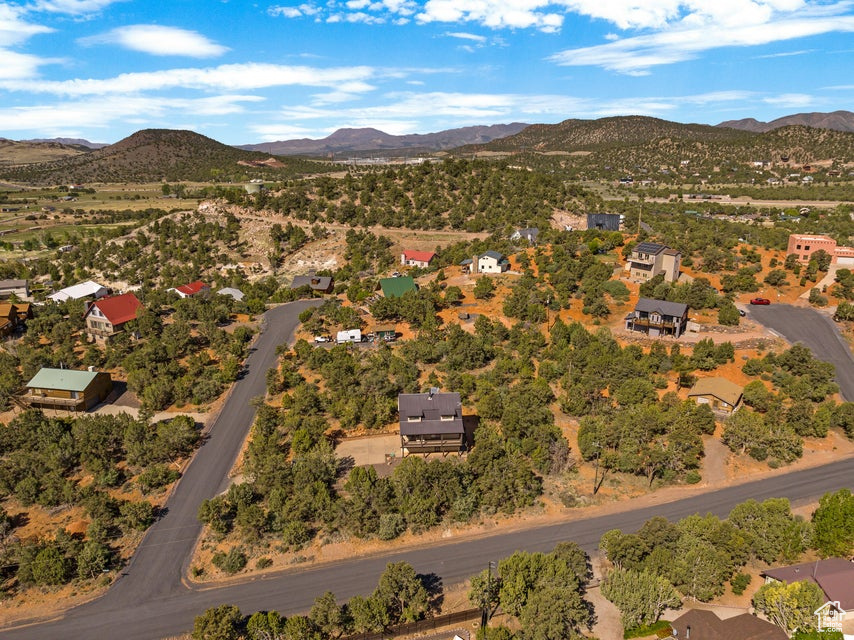 Aerial view with a mountain view